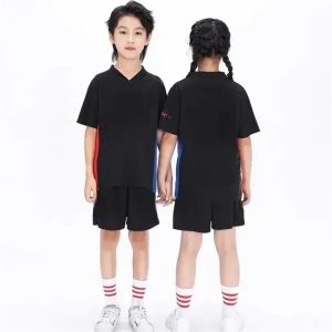 Children's football-style color-blocked sports suit